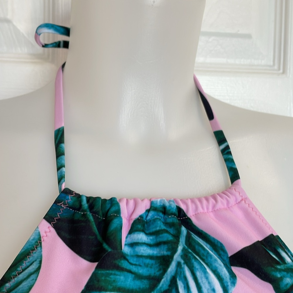 EKOUAER HIGH NECK HALTER TOP BIKINI SWIM SUIT PINK GREEN BLUE Sz Medium - Picture 5 of 9